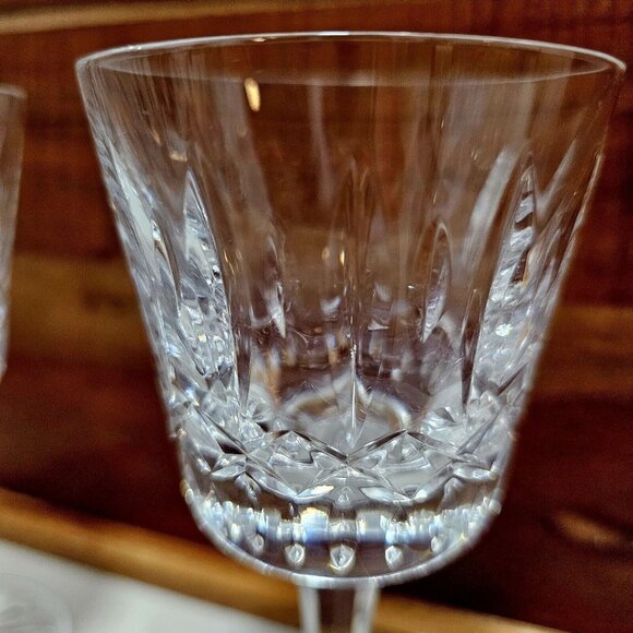 3) Atlantis Fatima Stem Wine Glasses 6" Made in Portugal cut starburst - Picture 6 of 15